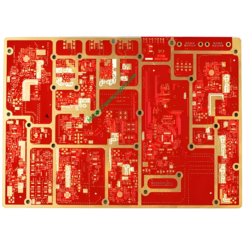 UGPCB 6-layer communication high frequency hybrid PCB product rendering Ro4350B FR4 mixed dielectric stackup ENIG surface finish