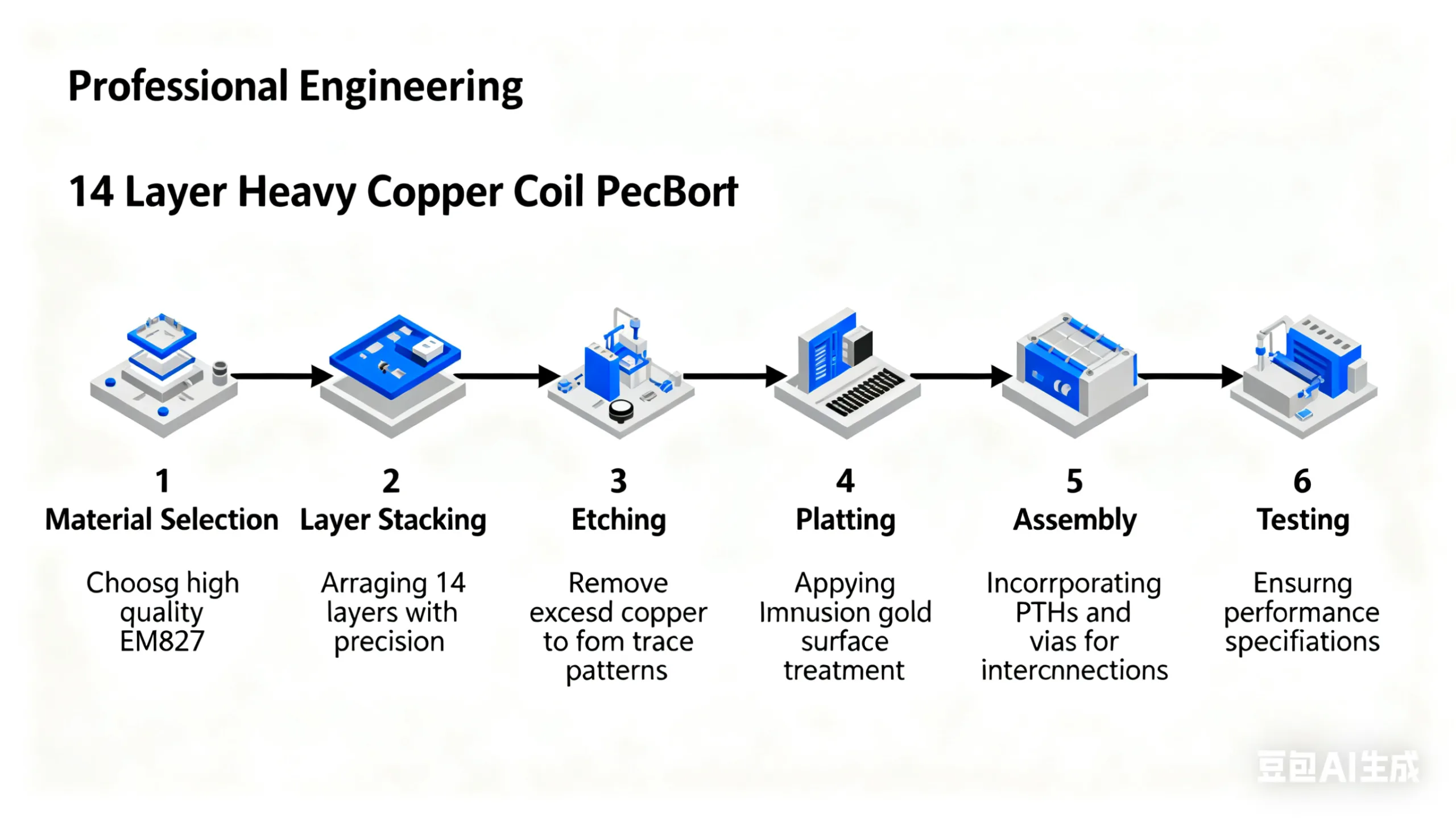 14 Capa PCB de bobina de cobre pesada - Fabrication Process Flowchart