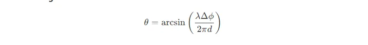 The formula for calculating the beam pointing angle of an antenna array