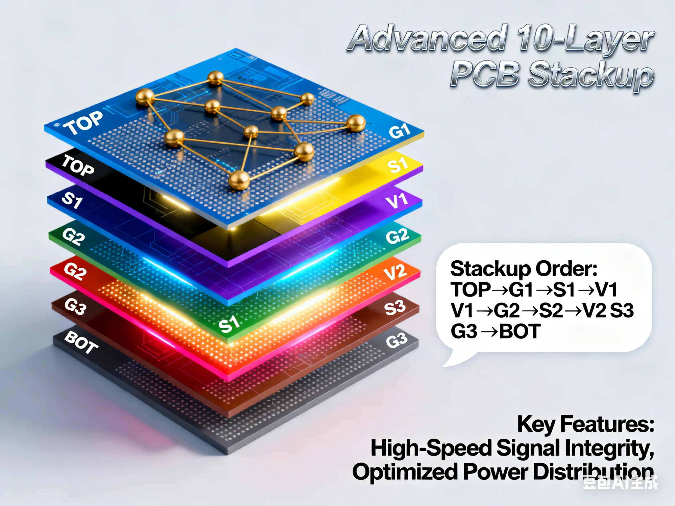 PCB Layer Stack-up Configuration Diagram with Material Thickness Annotation
