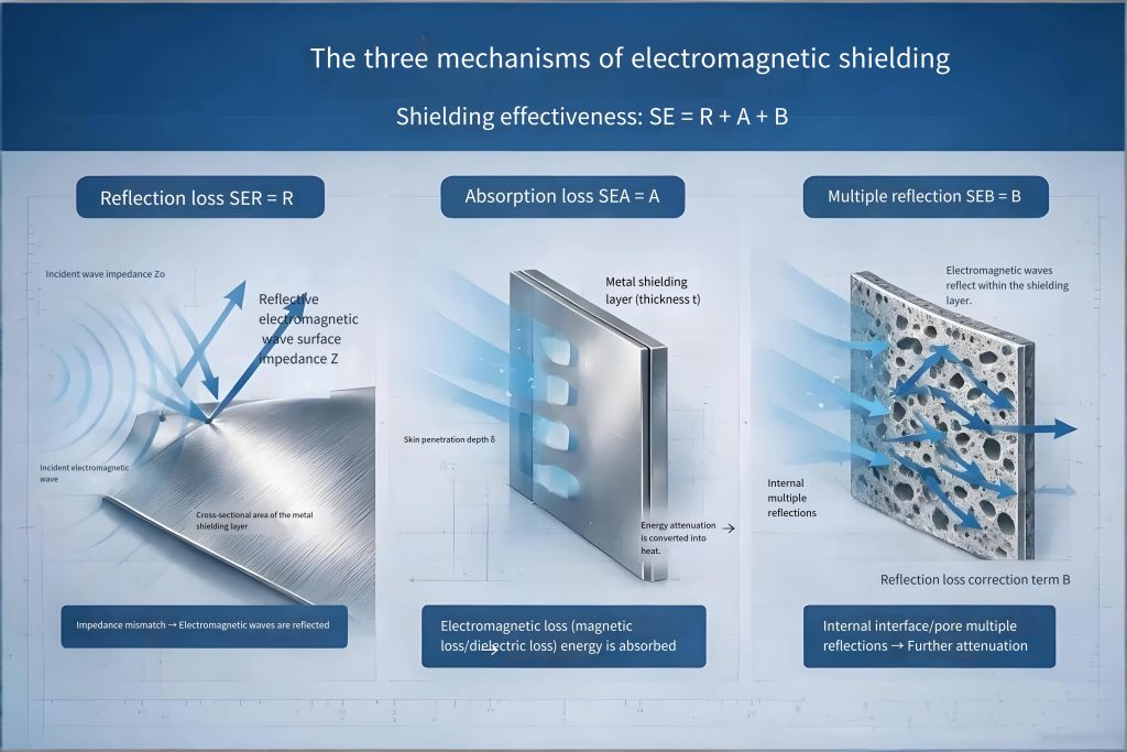 PCB electromagnetic shielding three mechanisms reflection absorption multiple reflection